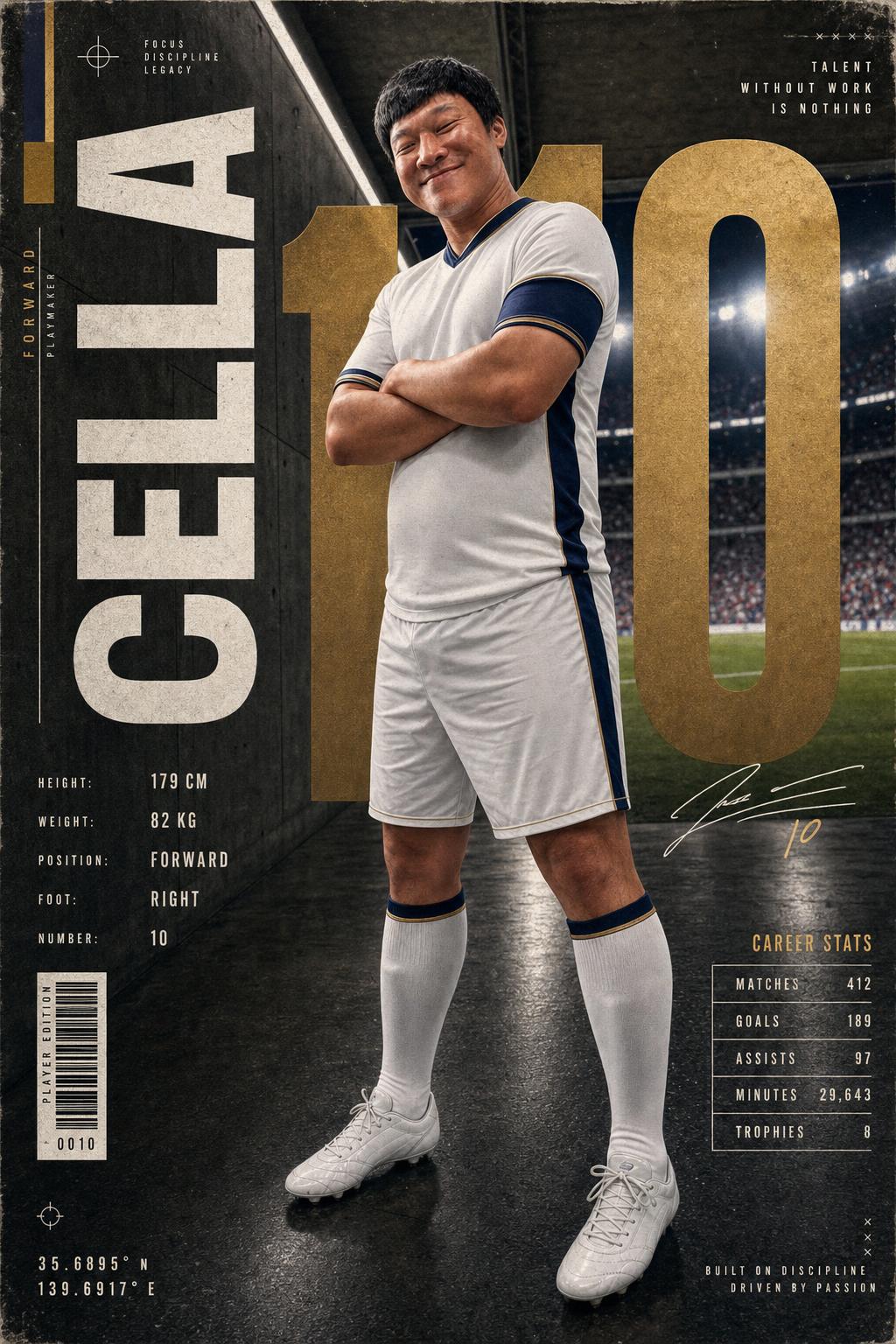 Cella white and navy number 10 poster