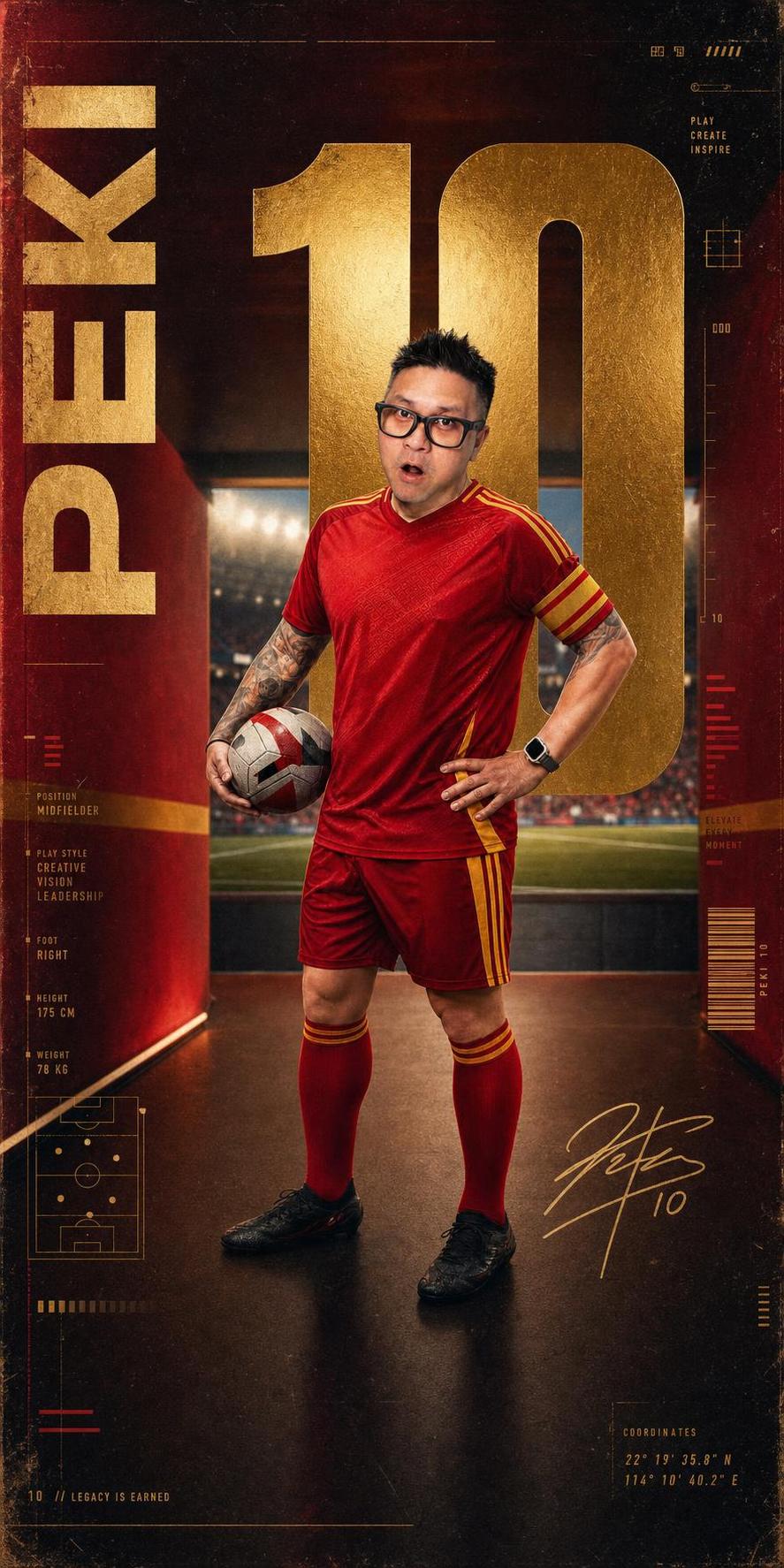 Peki red and gold number 10 poster